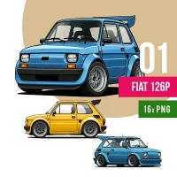 Kliparty Fiat 126p Polski Maluch Grafiki PNG Do Druku Dla Dzieci