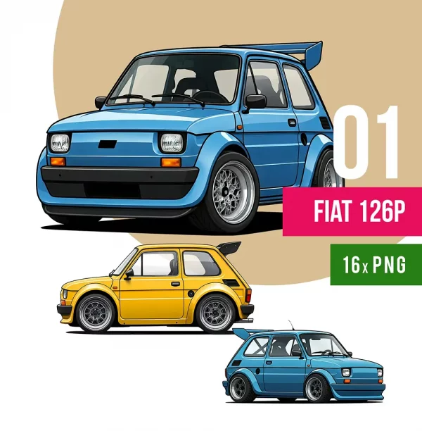 Kliparty Fiat 126p Polski Maluch Grafiki PNG Do Druku Dla Dzieci