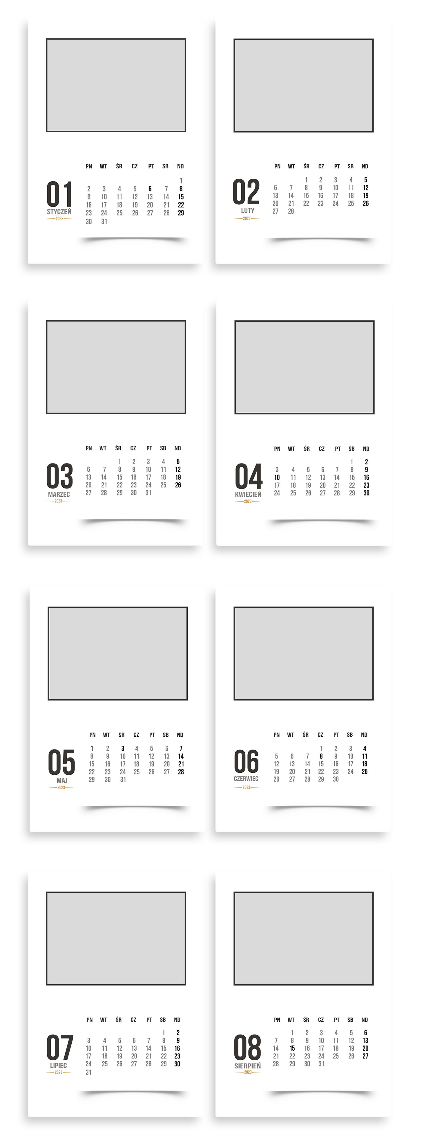 kalendarze szablony A3