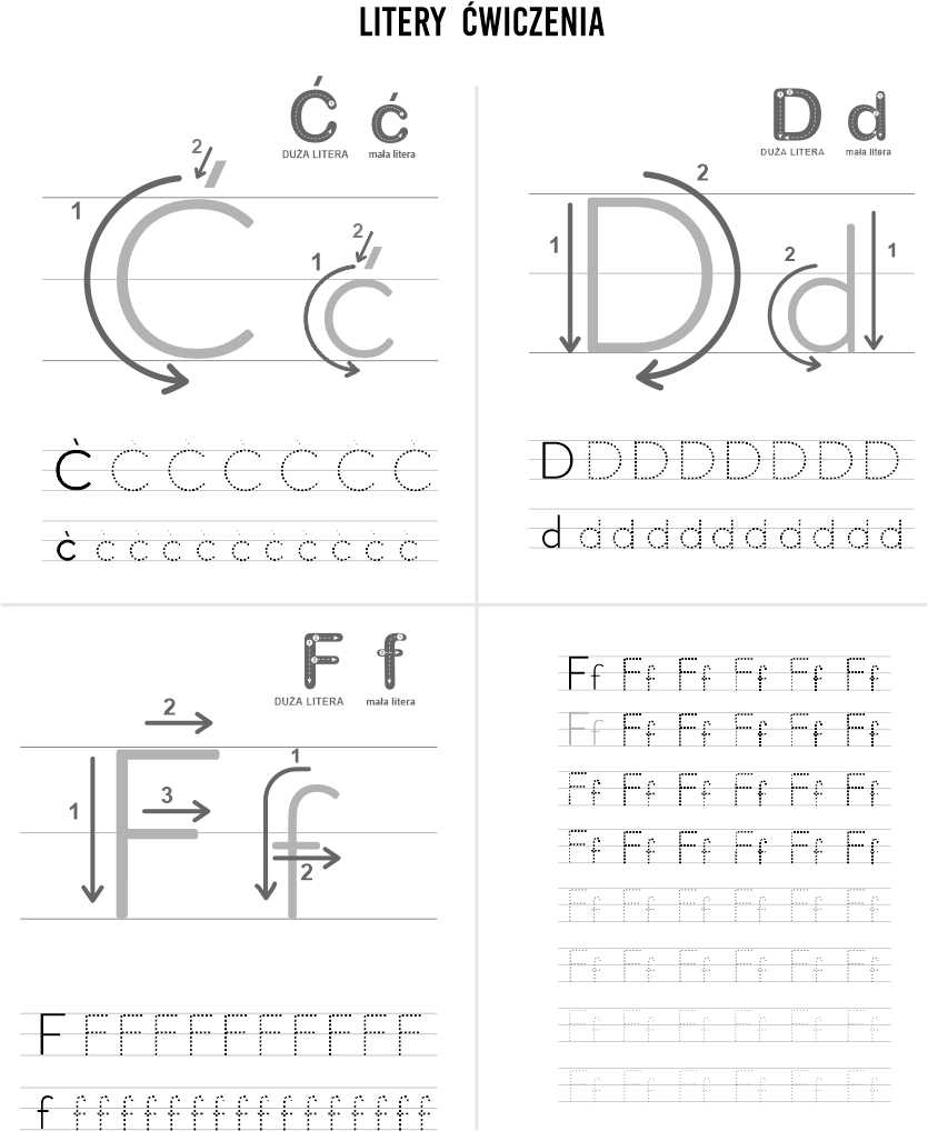 Kontury liter do wydrukowania A4 PDF