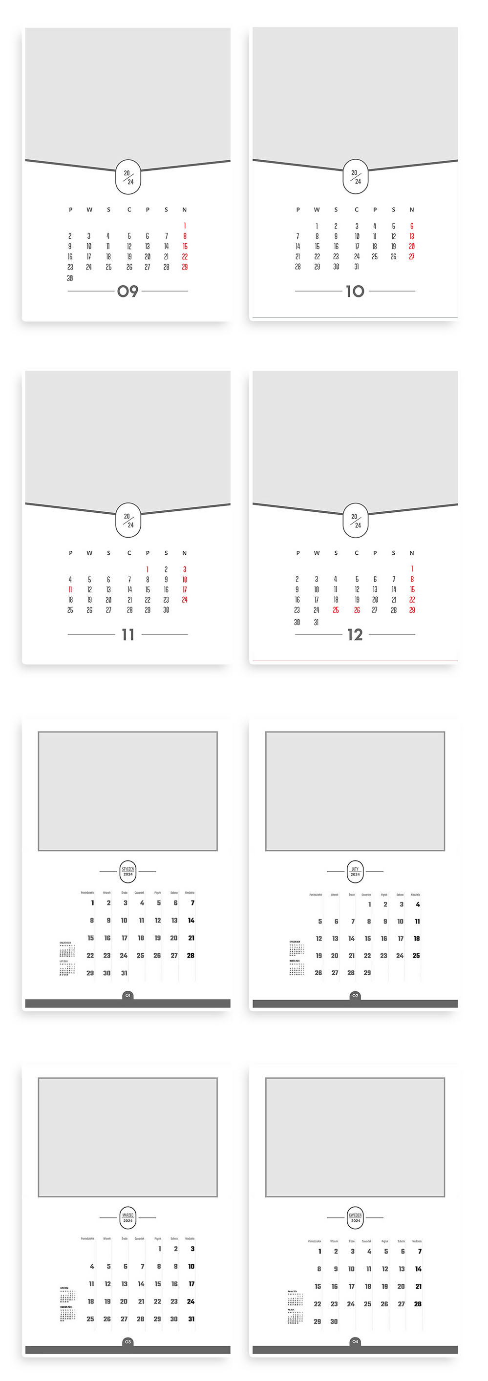 Spersonalizowane Kalendarze Projekty na Rok 2024 Rozmiar A3