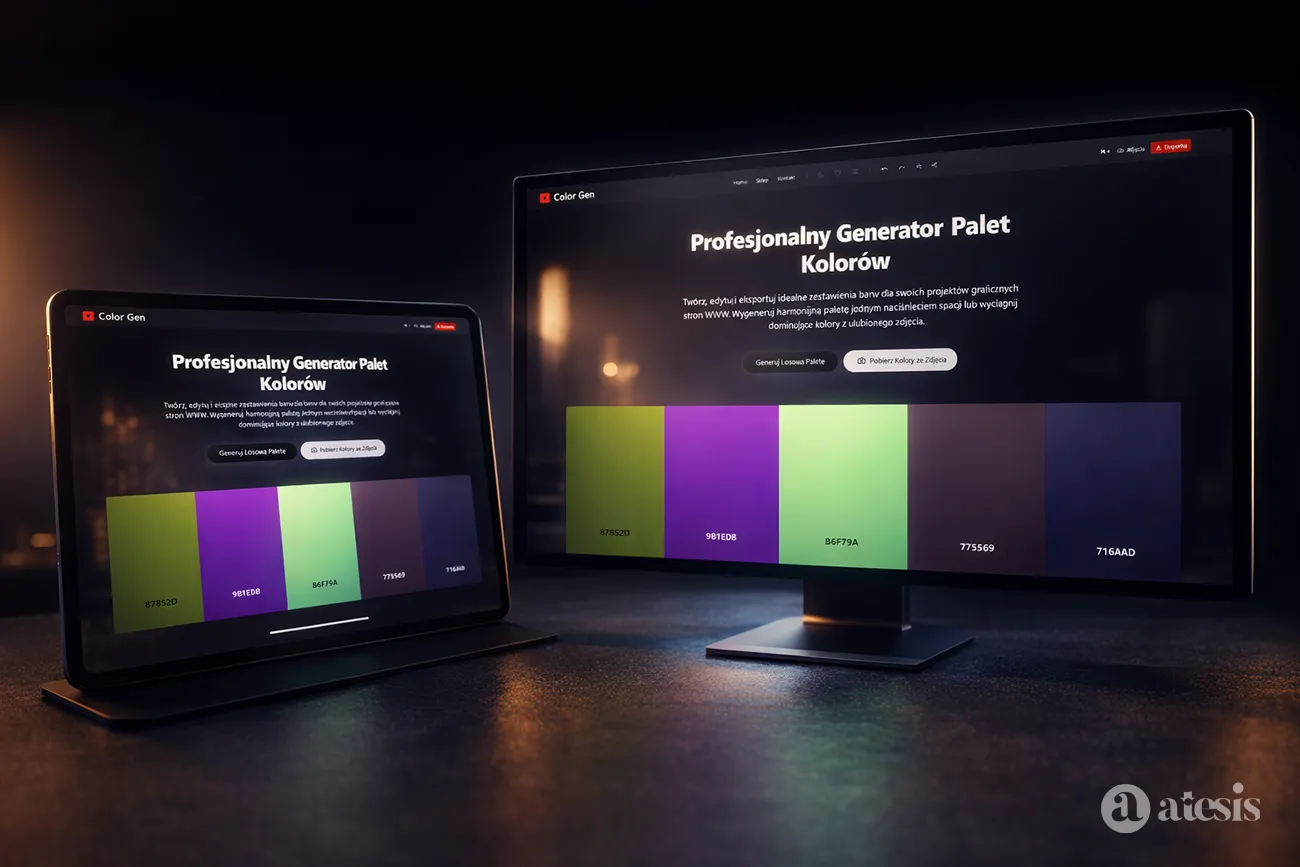 Generator palet kolorów online darmowy HEX RGB, HSL CMYK