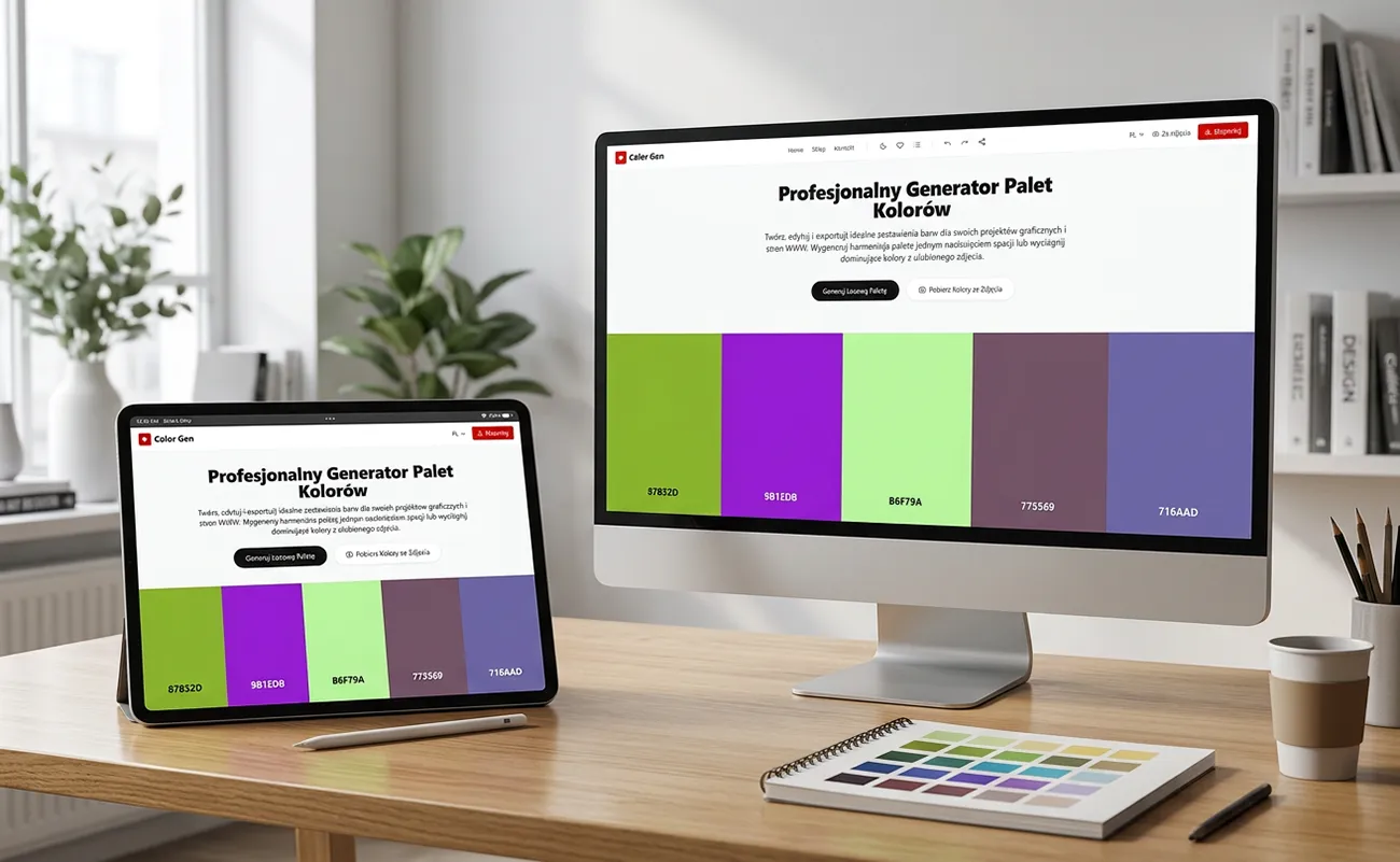 Generator palet kolorów online - darmowy HEX, RGB, HSL, CMYK