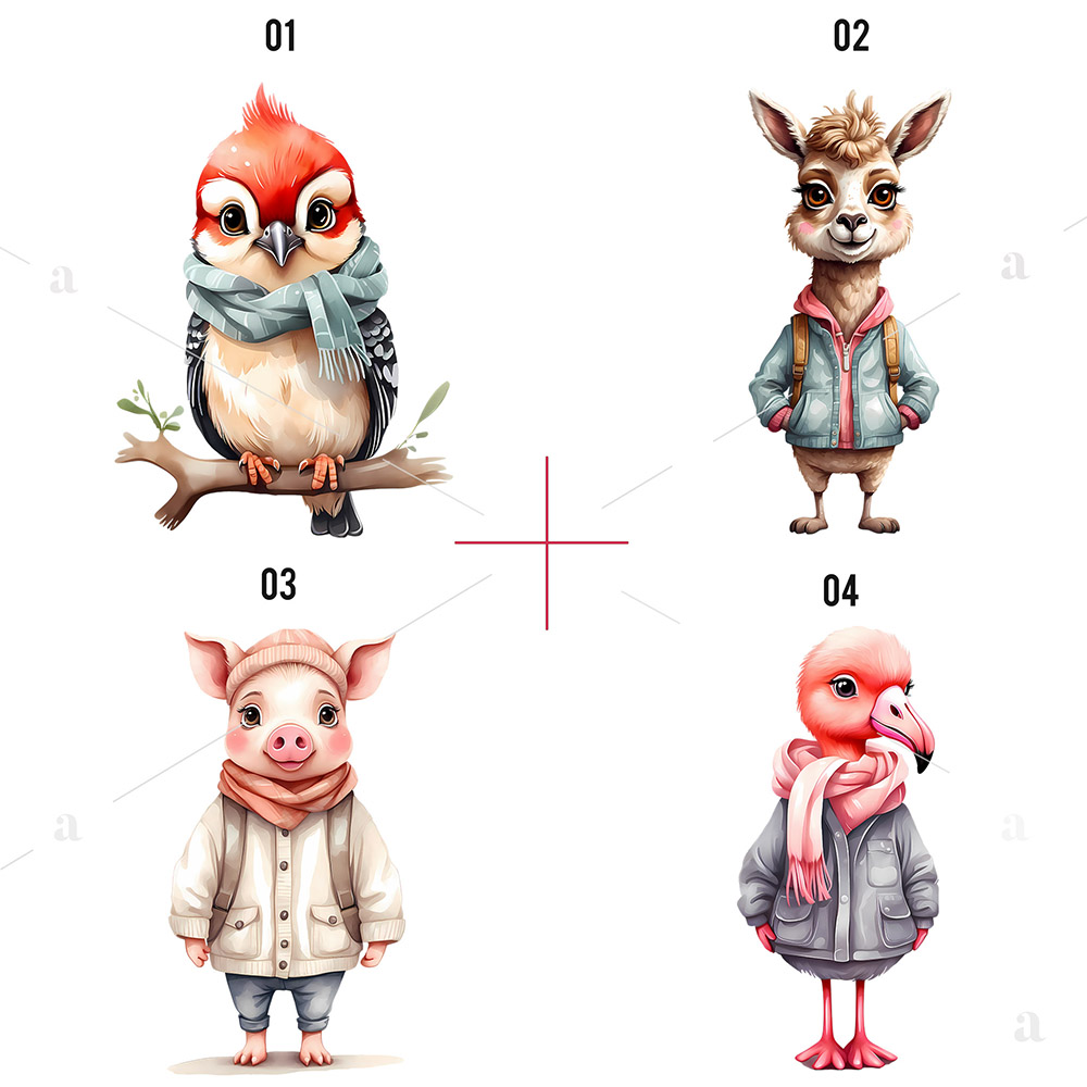 Grafiki dla dzieci: Urocze ilustracje zwierząt do projektowania Png