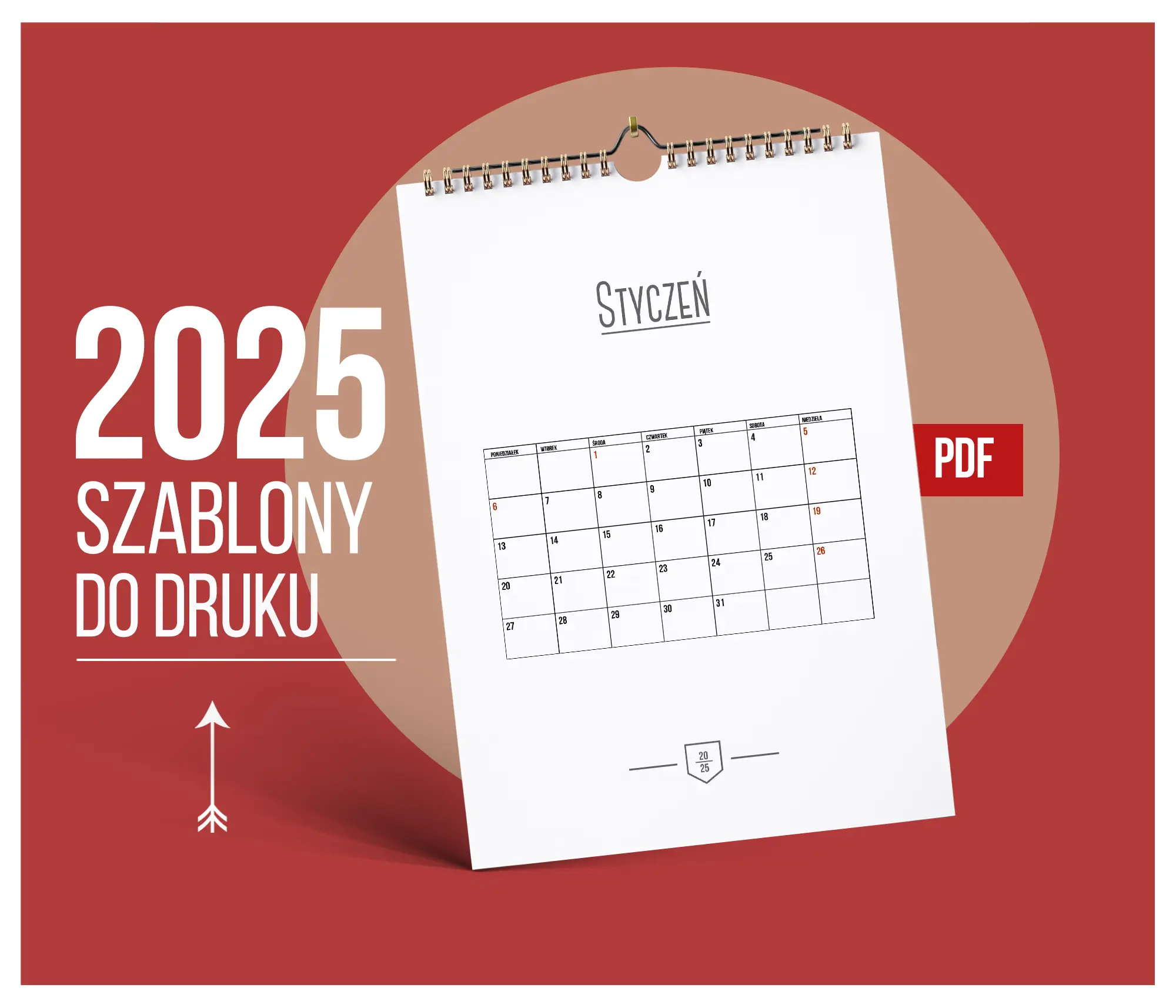 Kalendarz 2025 PDF A4 – Minimalistyczny Design Do Druku