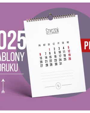 Kalendarz 2025 Ze świętami do Druku Miejsce na Notatki