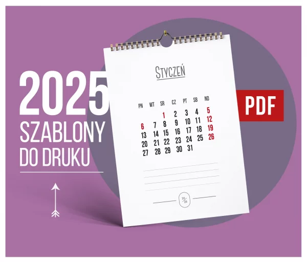 Kalendarz 2025 Ze świętami do Druku Miejsce na Notatki