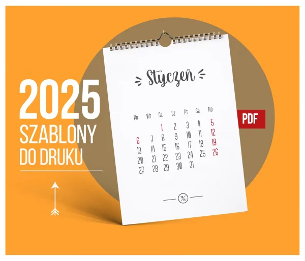 Kalendarz 2025 do Druku A4 Miesięczny 12 Projektów