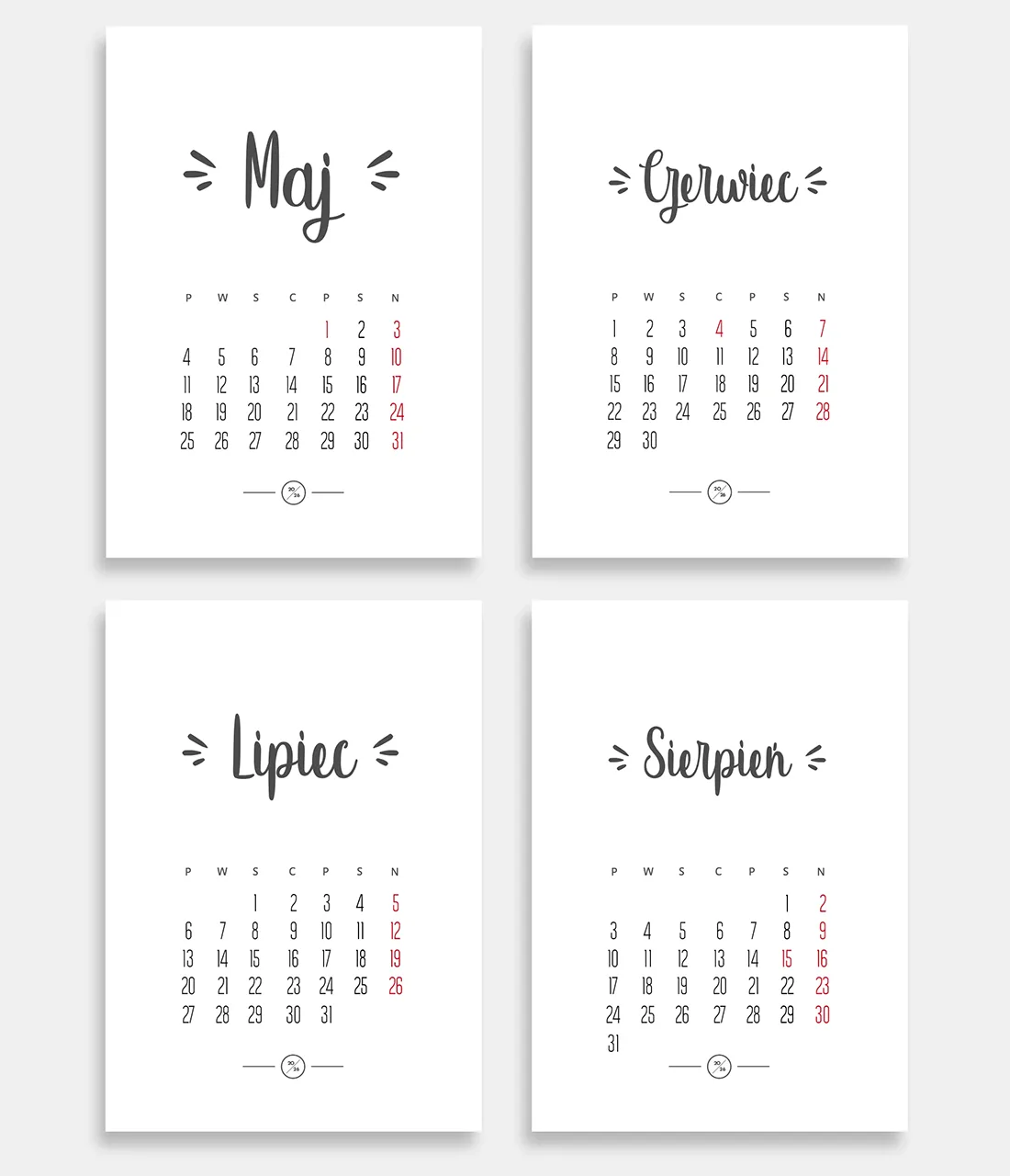 Kalendarz 2026 do druku – 12 miesięcy w formacie A4 PDF