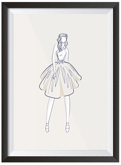 kobieta plakat linie sukienka impreza mini sylwetka włosy dziewczyna