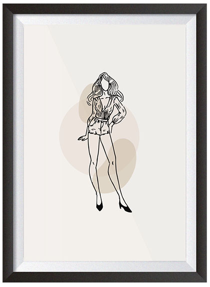 plakat linie suknia impreza mini nogi włosy sylwetka dziewczyna