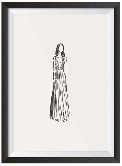 projekt szkic kobieta w sukni kontury obrys kobieta w sukni