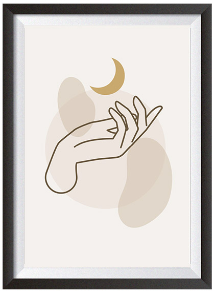 dłoń obrys kontur art minimalistyczne księżyc 