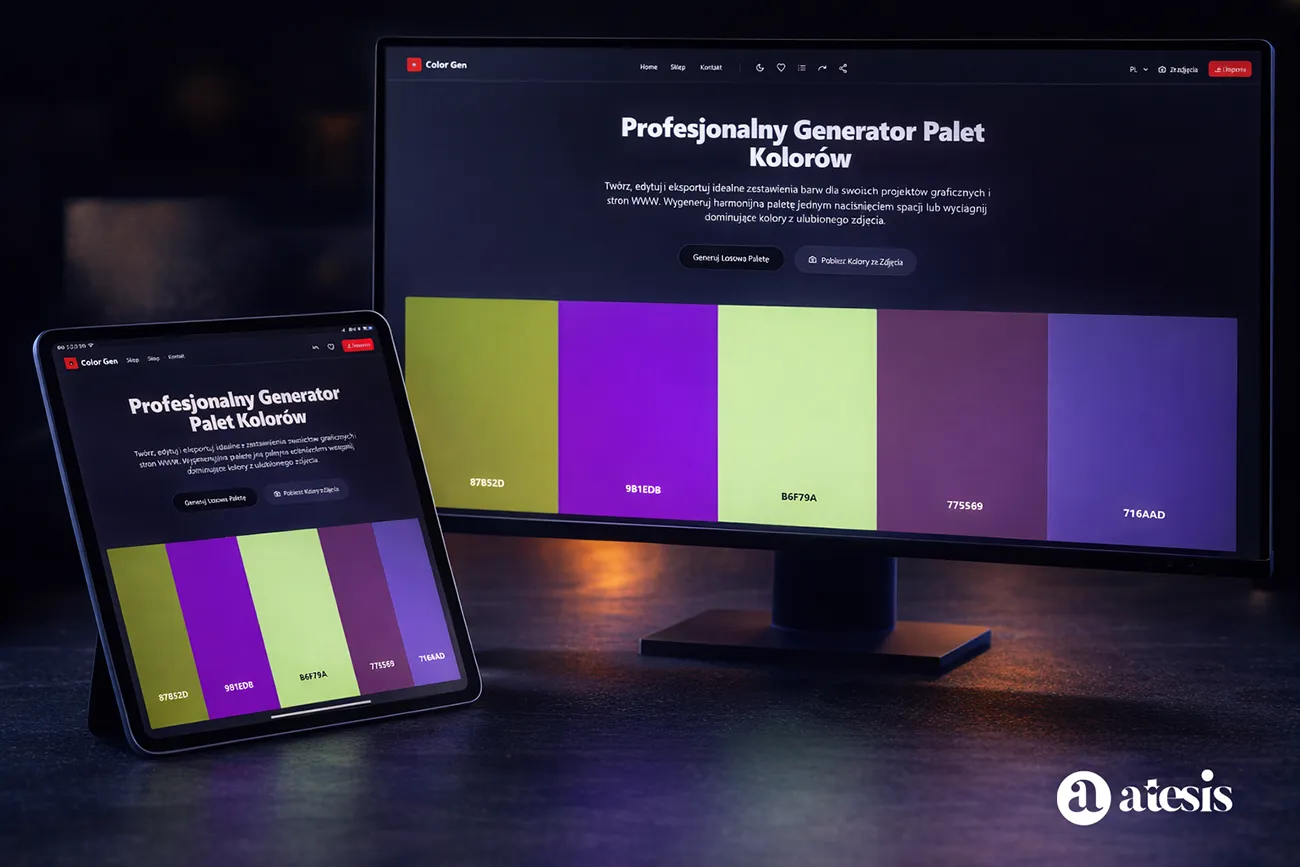 darmowy Generator palet kolorów online HEX RGB HSL CMYK