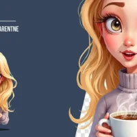 Dziewczyny z Kawą Grafiki PNG – Zestaw 18 Ilustracji Barista