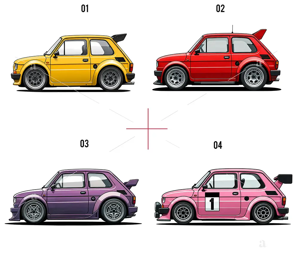 Kliparty Fiat 126p Polski Maluch Grafiki PNG Do Druku Dla Dzieci