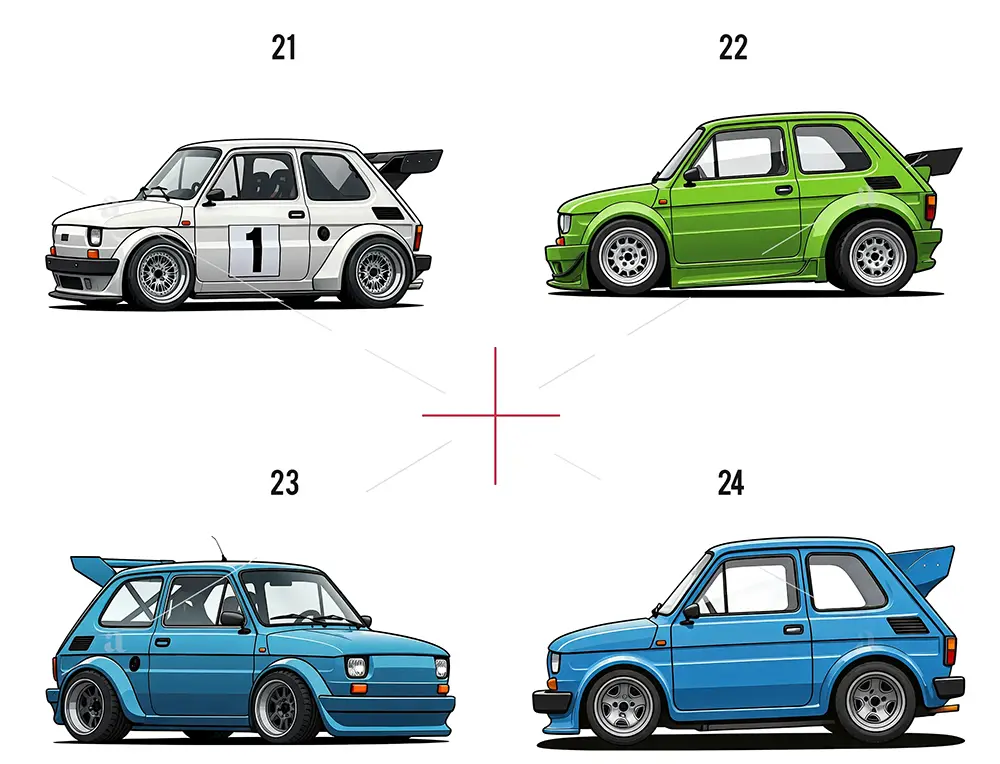 Kliparty Fiat 126p Polski Maluch Grafiki PNG Do Druku Dla Dzieci