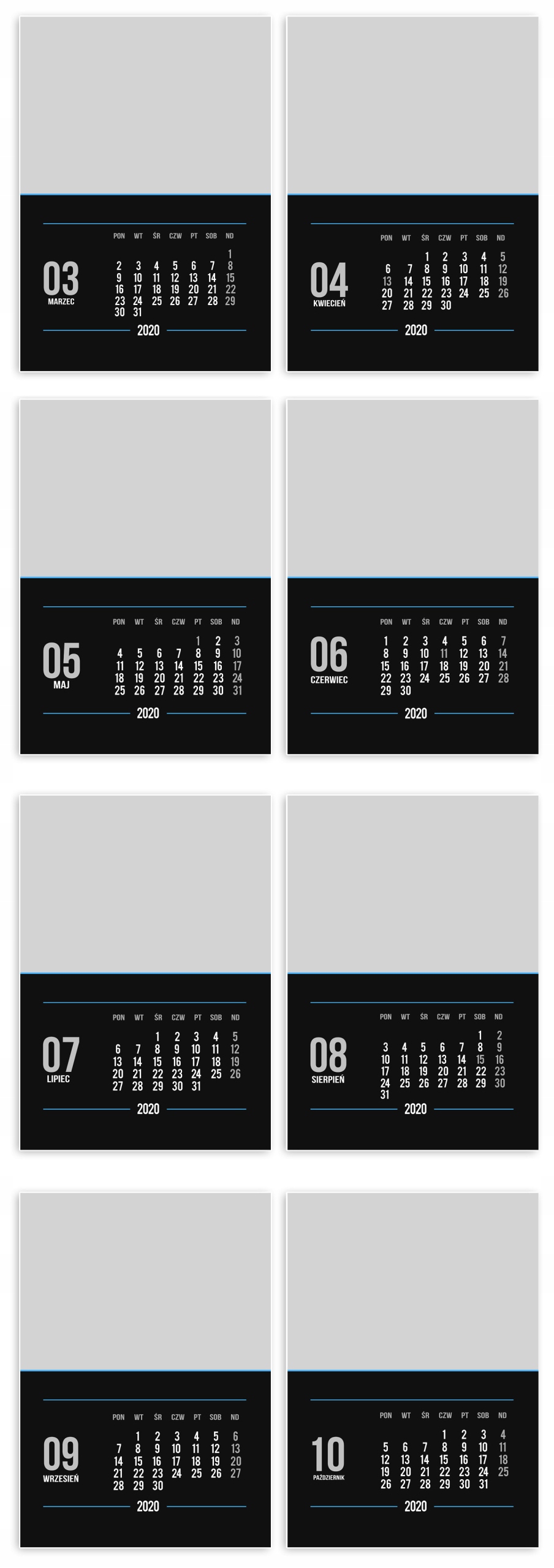 foto kalendarz A3 kalendarium 2020 szablony do projektowania kalendarza z własnych zdjęć