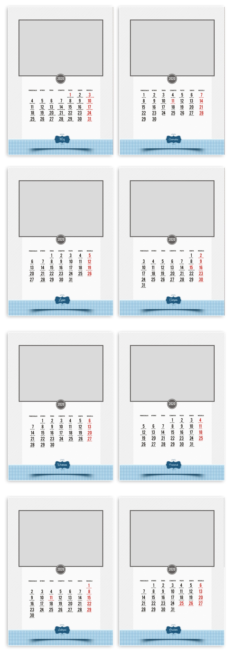 foto kalendarz A3 kalendarium 2020 szablony do projektowania kalendarza z własnych zdjęć