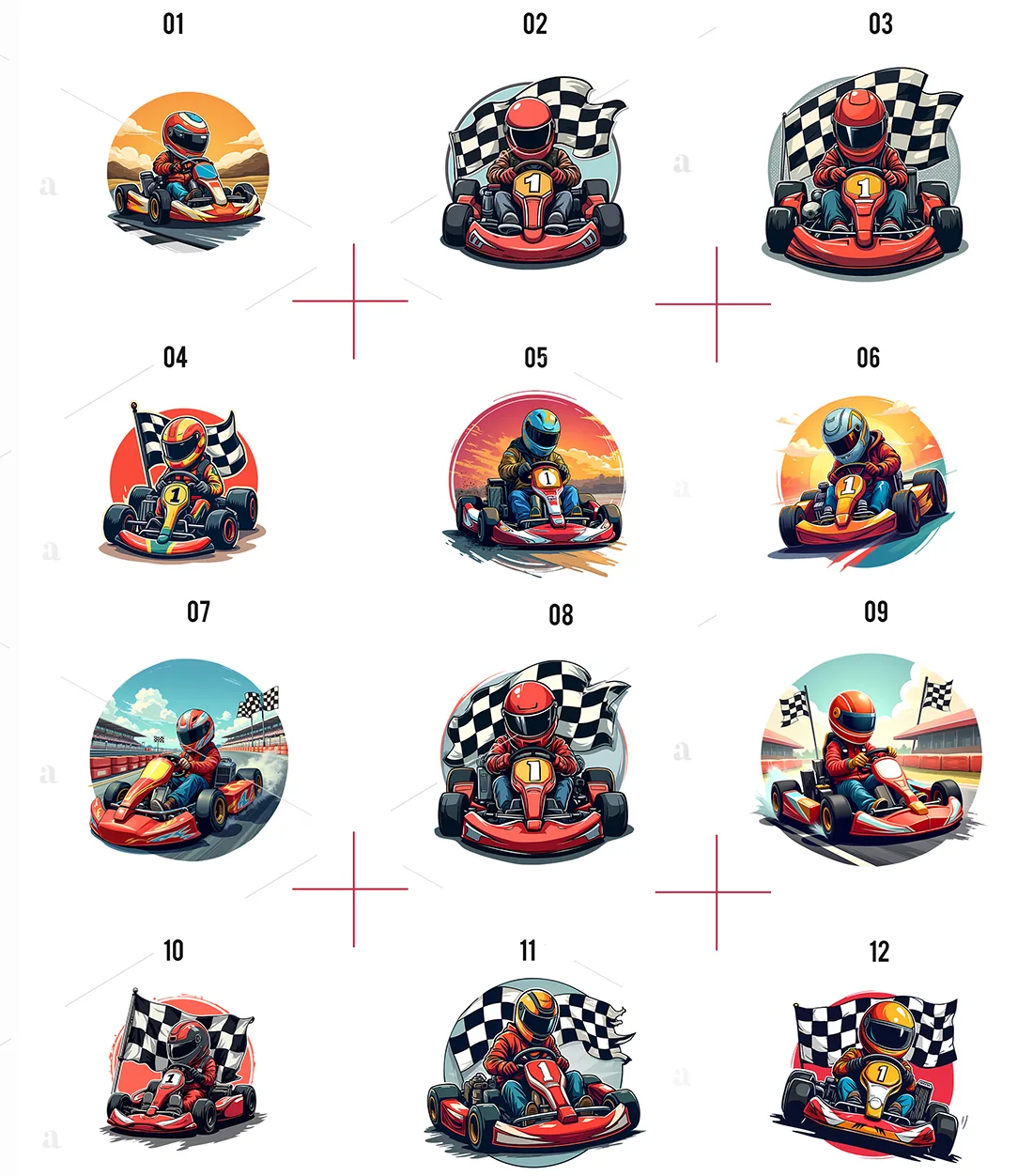 Gokart Clipart PNG – Zestaw 30 Grafik kartingowych Wyścigowych