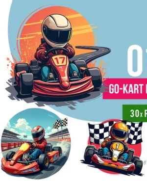 Gokart Clipart PNG – Zestaw Grafik kartingowych Wyścigowych