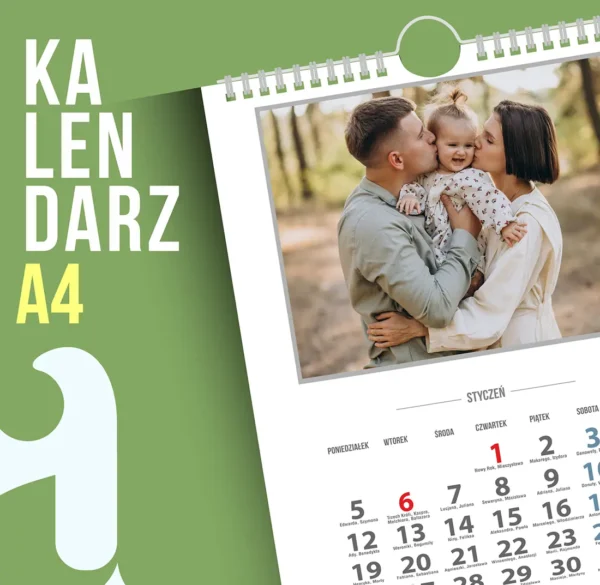 Kalendarz 2026 A4 do personalizacji – edytowalne pliki PSD do druku