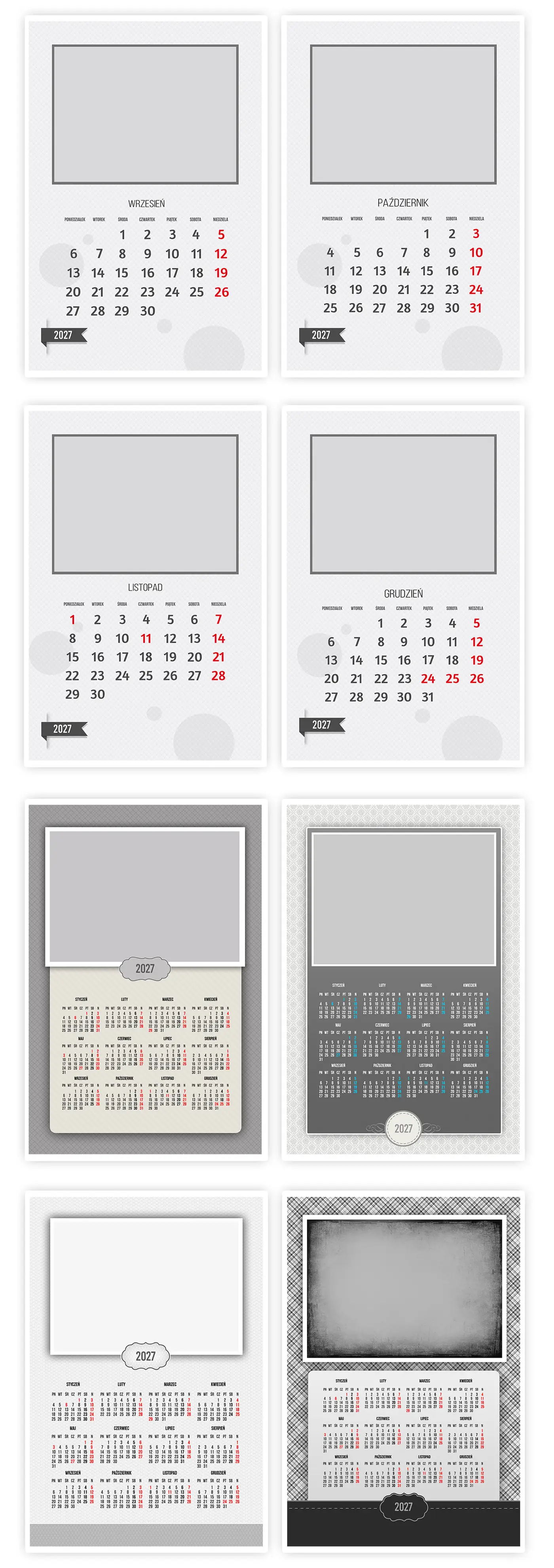 Kalendarz A4 2027 PSD – eleganckie wzory i projekty z1