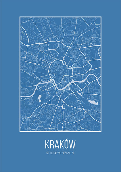 minimalistyczna mapa kraków na plakat miasto