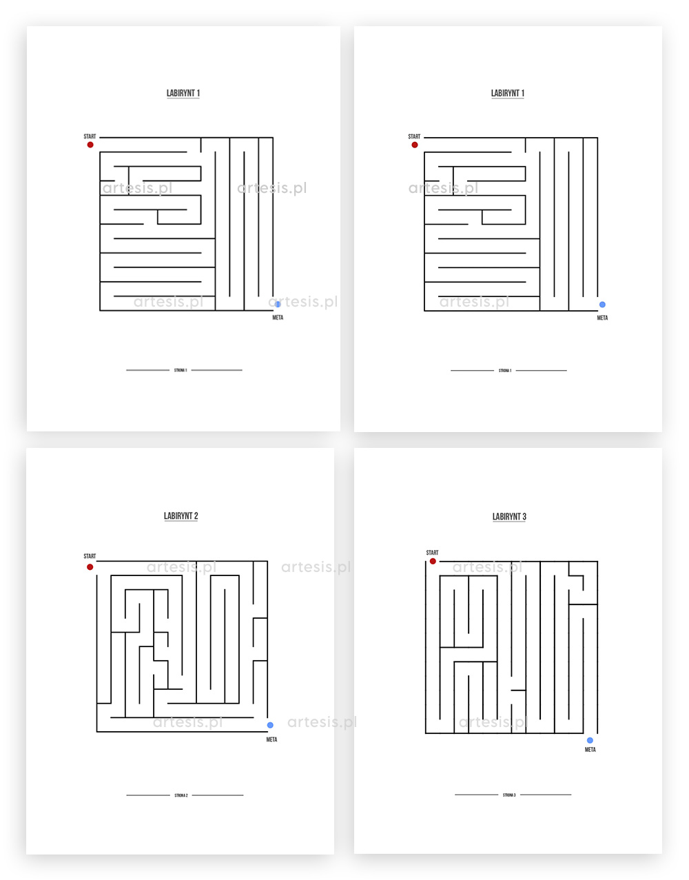 Labirynty dla dzieci do wydruku łamigłówki PDF Poziom Łatwy