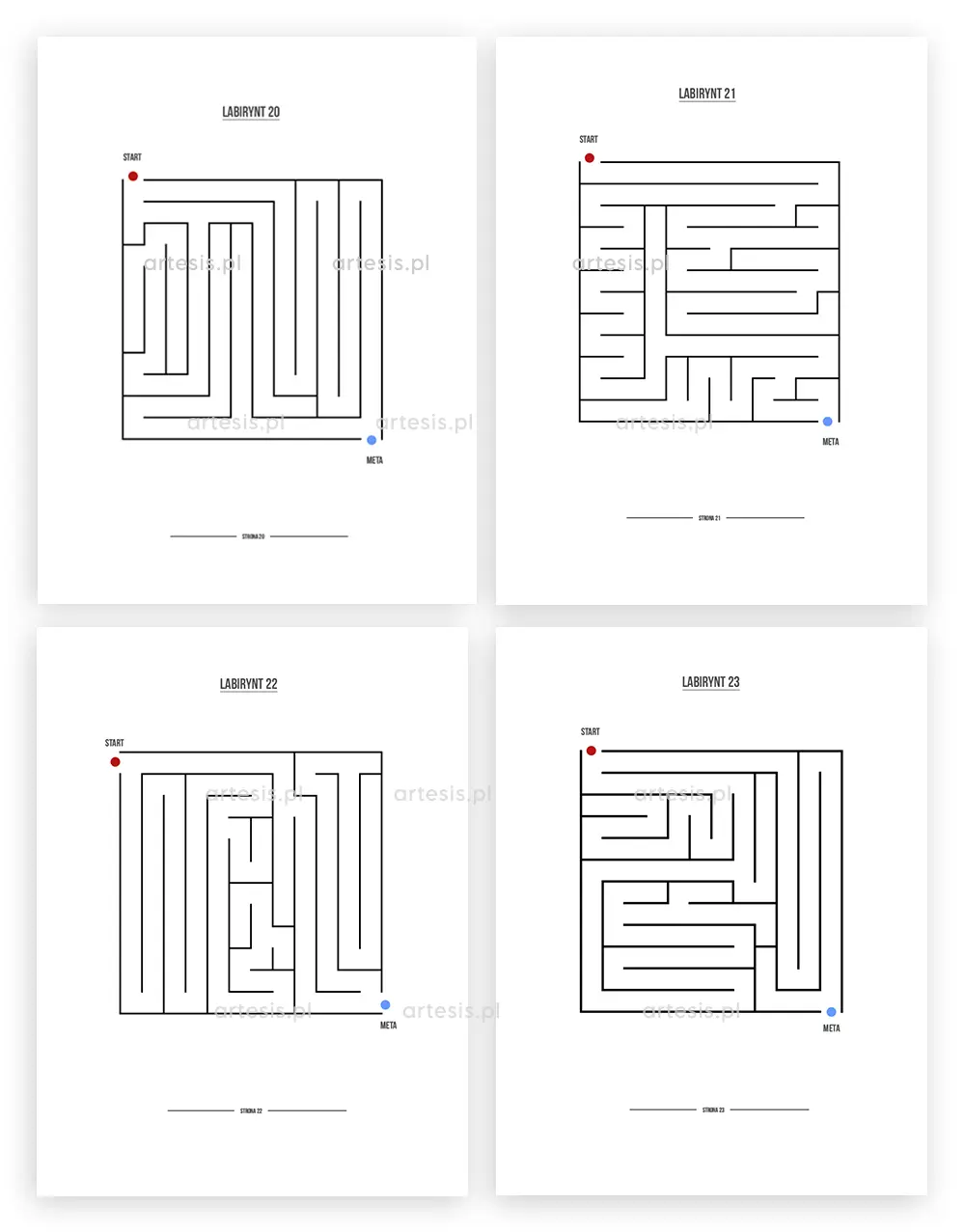 Labirynty poziom łatwy do druku Ćwiczenia na koncentrację PDF Trening pamięci do druku