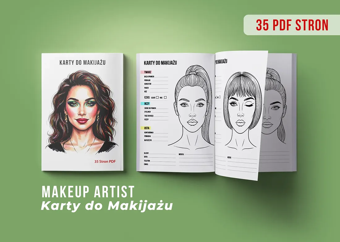 Karty do Makijażu PDF Szablony Ćwiczeniowe Makeup Druk