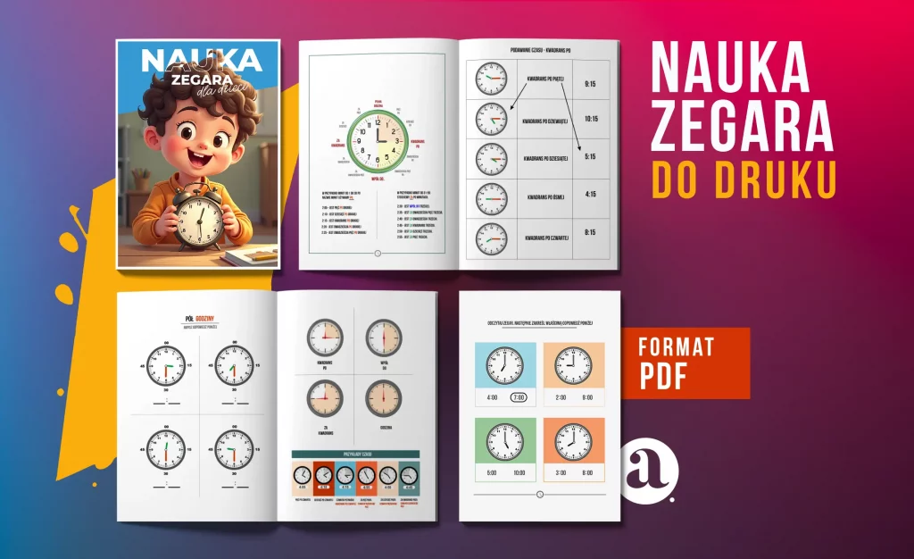 Nauka Zegara dla Dzieci - PDF karty pracy do druku online