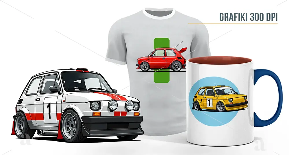 polski maluch auto samochód klasyki motoryzacja clipart druk