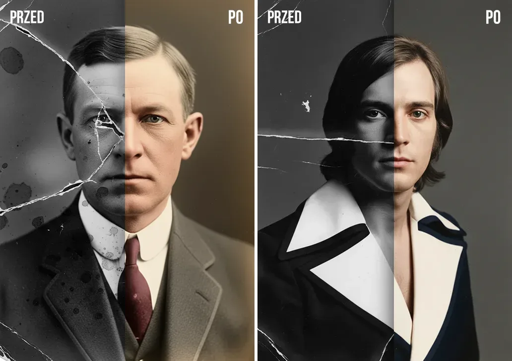 Koloryzacja starych czarno białych zdjęć retusz z BW do koloru