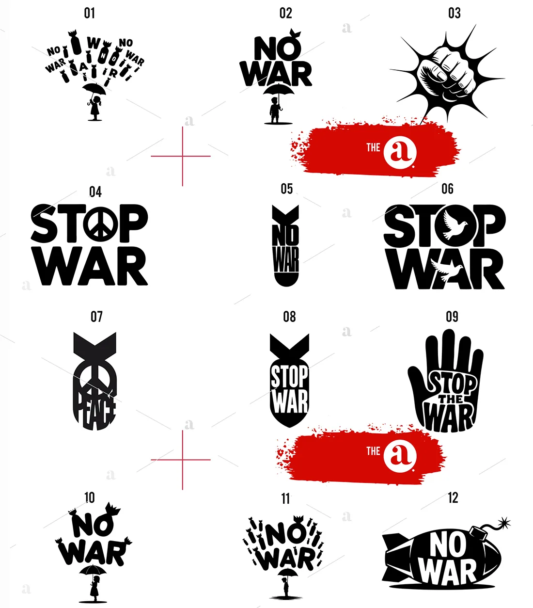 No War Grafiki SVG: Pakiet 50 Profesjonalnych ilustracji wektorowych przeciwko wojnie