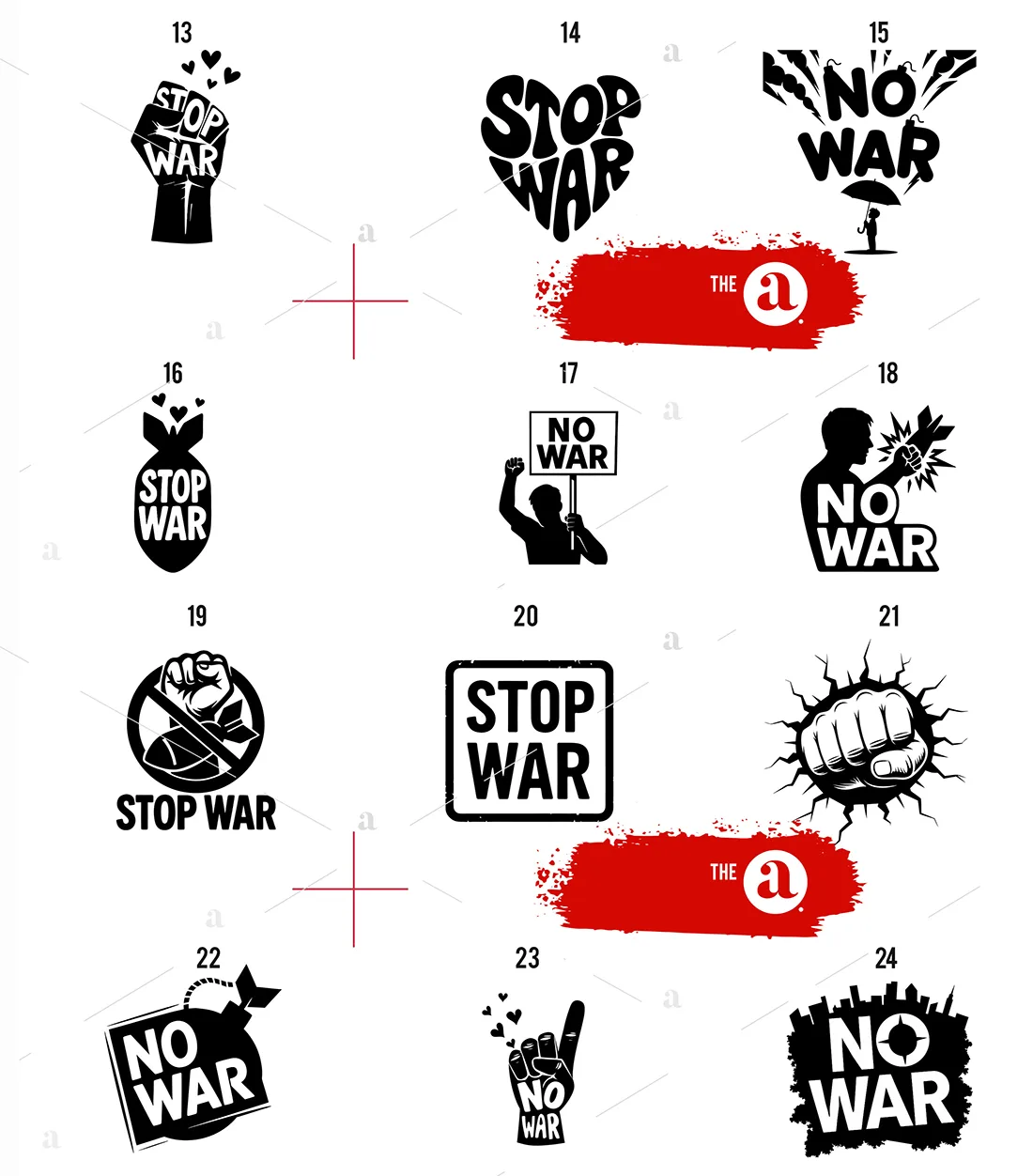 No War Grafiki SVG: Pakiet 50 Profesjonalnych ilustracji wektorowych przeciwko wojnie