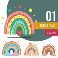 Kliparty Tęcza SVG - Profesjonalny Zestaw Boho Wektorowe Grafiki