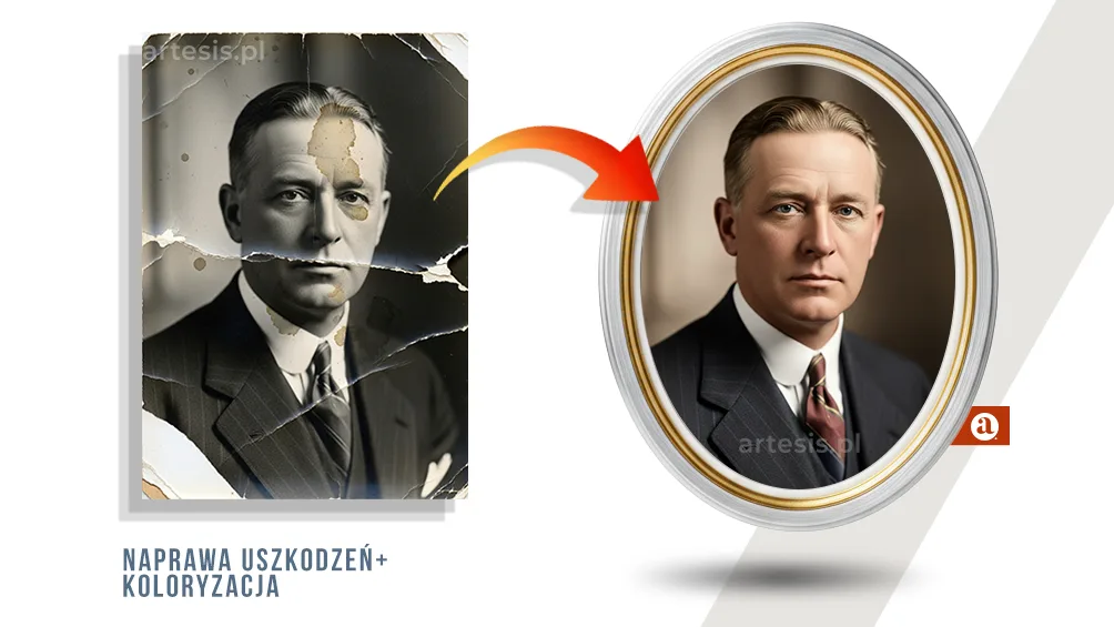 Retusz zdjęcia na nagrobek i odnowa starego foto pomnik naprawa